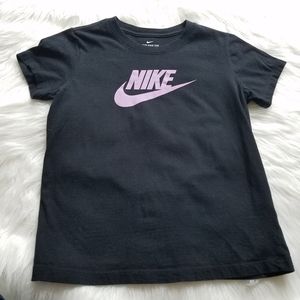 Girls Black Purple Nike Short Sleeve Tee